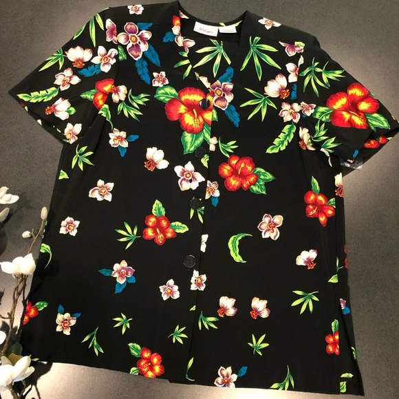 Vintage Casual Hawaiian Button Shirt Skorts Culotte Two Piece Outfit Set USA - Picture 6 of 16